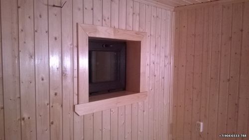 Вагонка на стене в бане